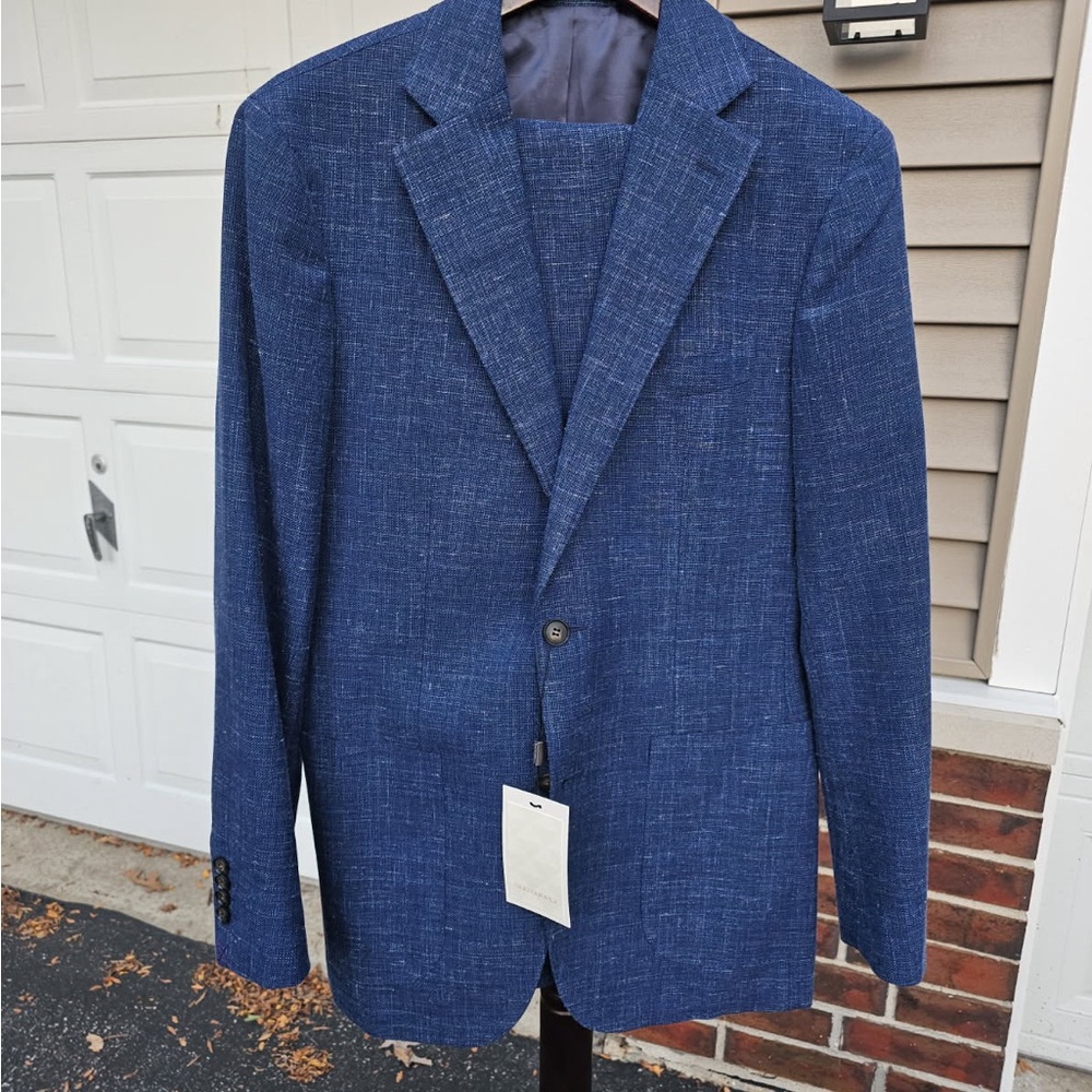 Havana Mid Blue Suit – Wool, Silk & Linen Blend